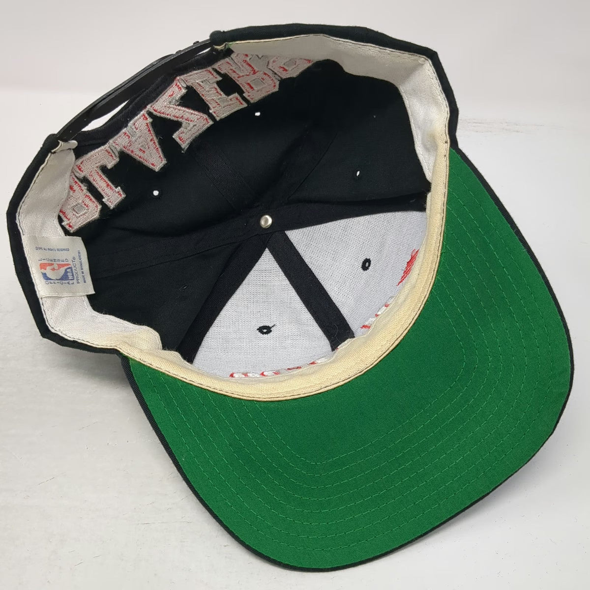 Portland Trail Blazers NBA Black One Size Snapback Hat Big Back Logo Green Brim