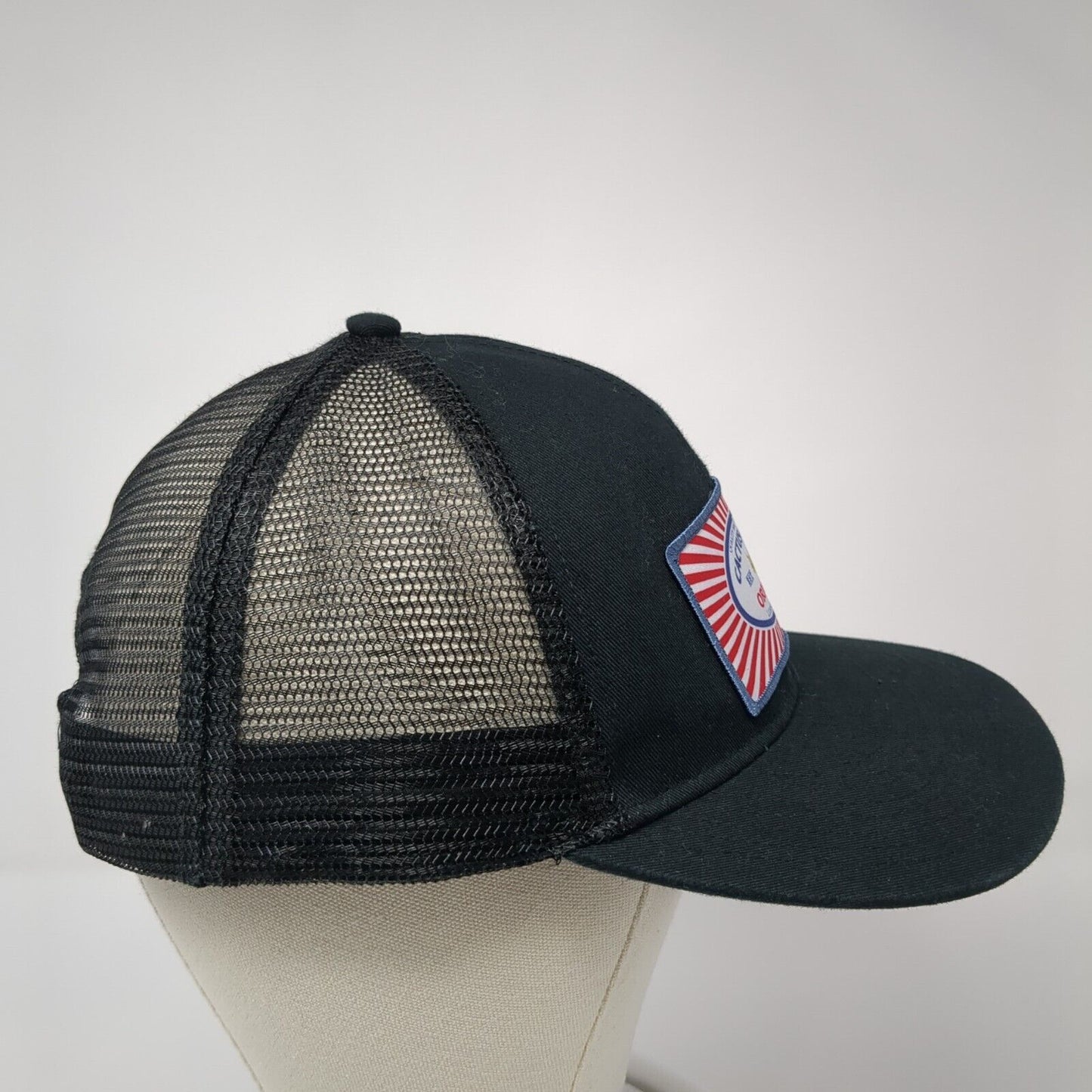 Cactus Alley Patch Snapback Trucker Hat Black One Size Solid Mesh Back