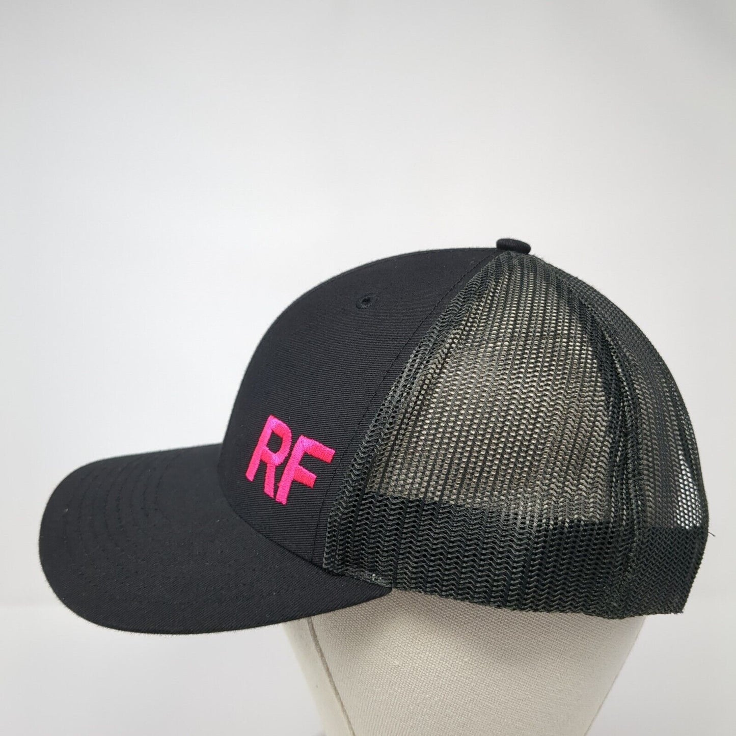RF Snapback Trucker Hat Black One Size Adjustable Mesh Back Richardson