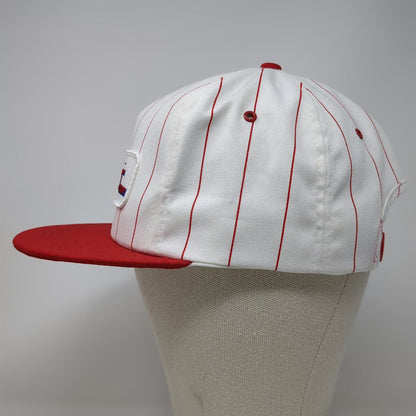 K-Products 5 Panel White Red Hat One Size Pinstripe FSC Logo Patch Snapback