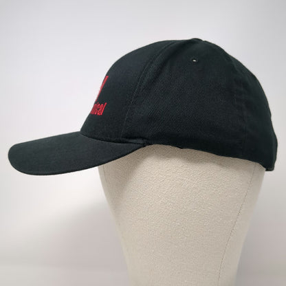 Flexfit Baseball Cap Black One Size Applied Mechanical Red Logo Structured Hat