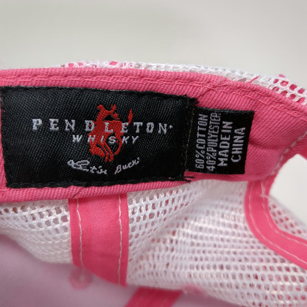 Pendleton Whisky Trucker Hat Pink One Size Let'er Buck Mesh Snapback Graphic