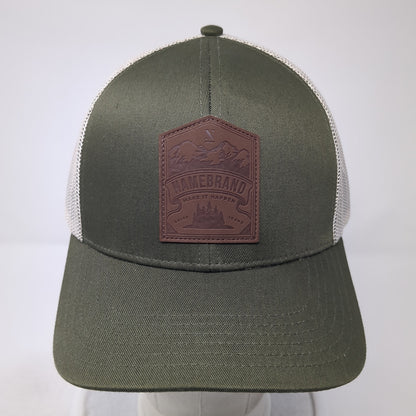 Namebrand Leather Patch Snapback Trucker Hat Green One Size Mesh Back
