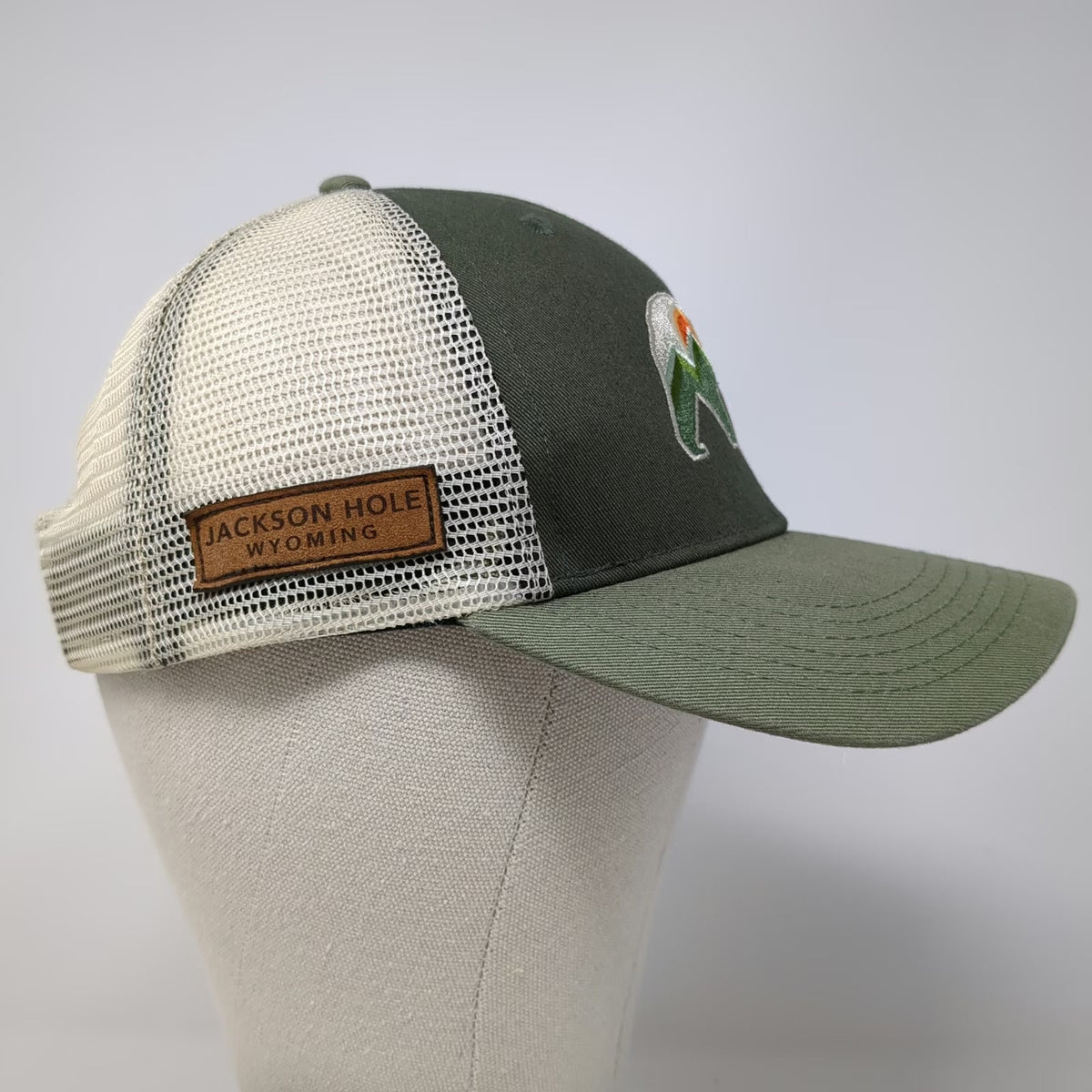 Locale Green Trucker Hat One Size Jackson Hole Wyoming Bear Mountain Logo