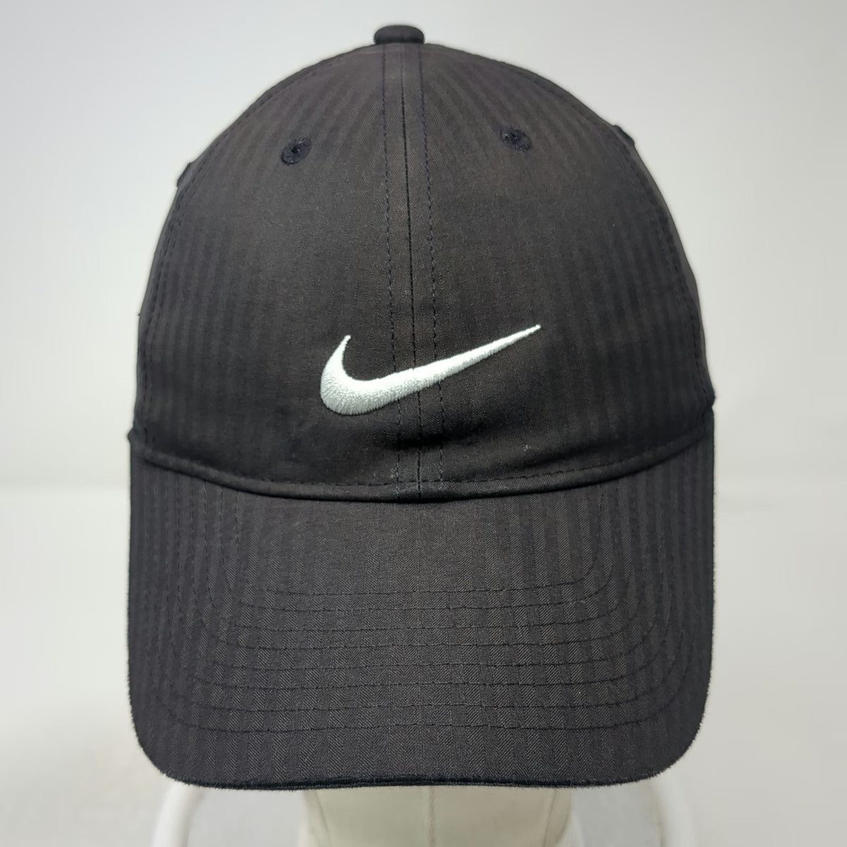 Nike Baseball Cap Black One Size Dri-FIT Legacy91 Swoosh Textured Pinstripe Hat