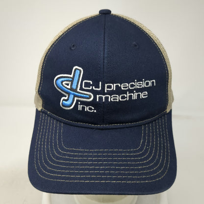 Port Authority Trucker Hat Blue Beige One Size CJ Precision Machine Inc Snapback