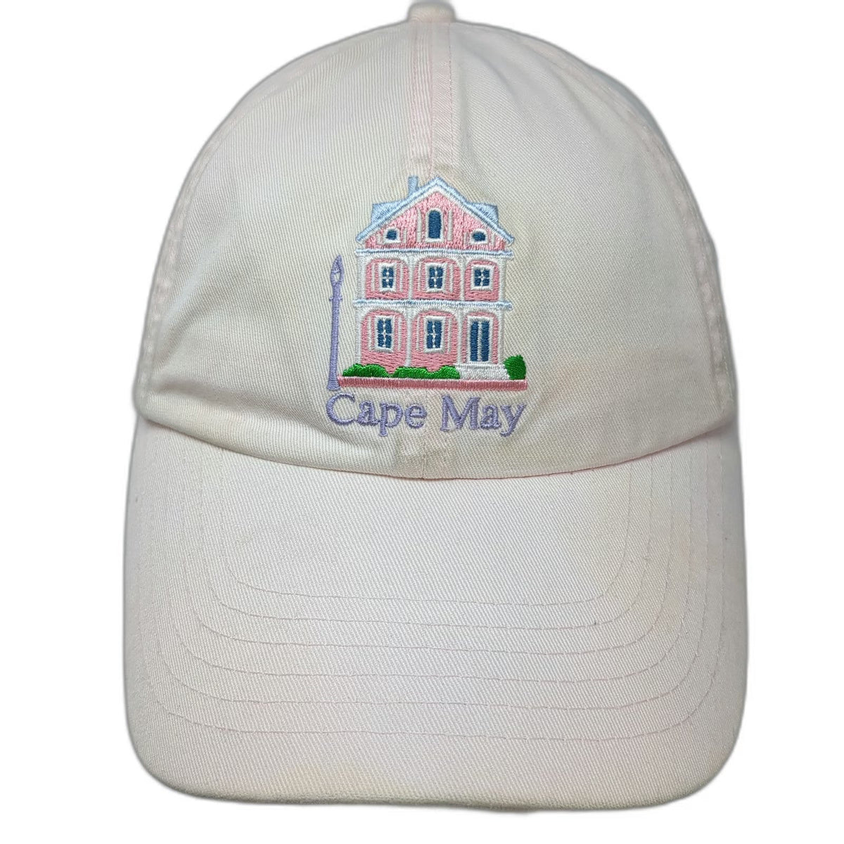 Pink Baseball Cap One Size Cape May Victorian House Embroidery Strapback Hat