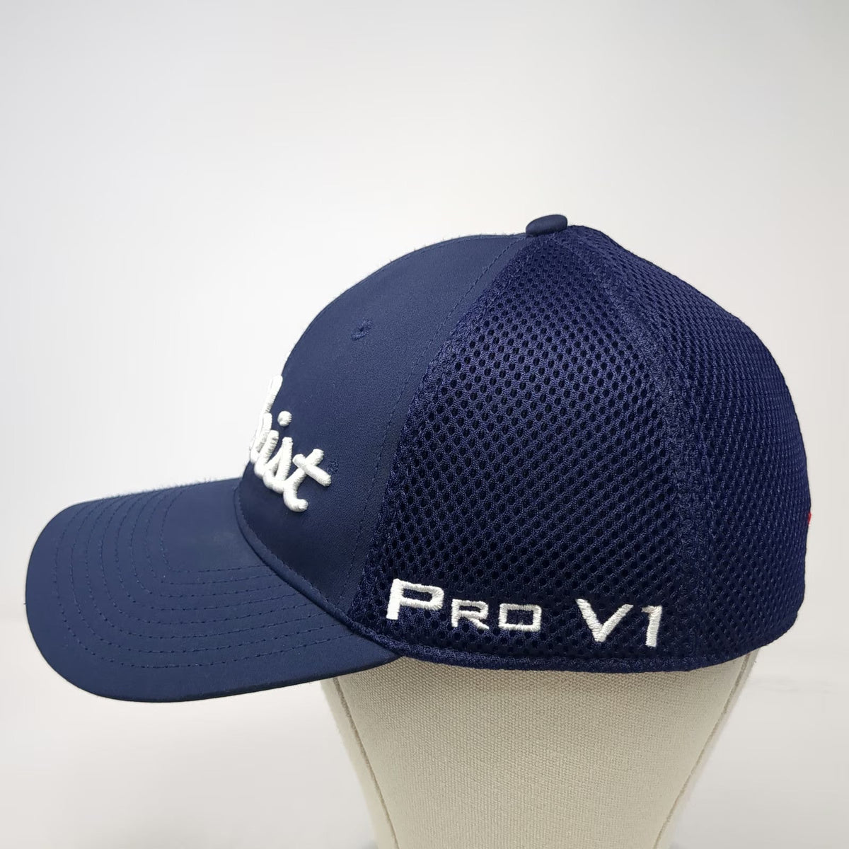Titleist Baseball Cap Blue L New Era Mesh Back Pro V1 FJ Logo Stretch Fit Hat