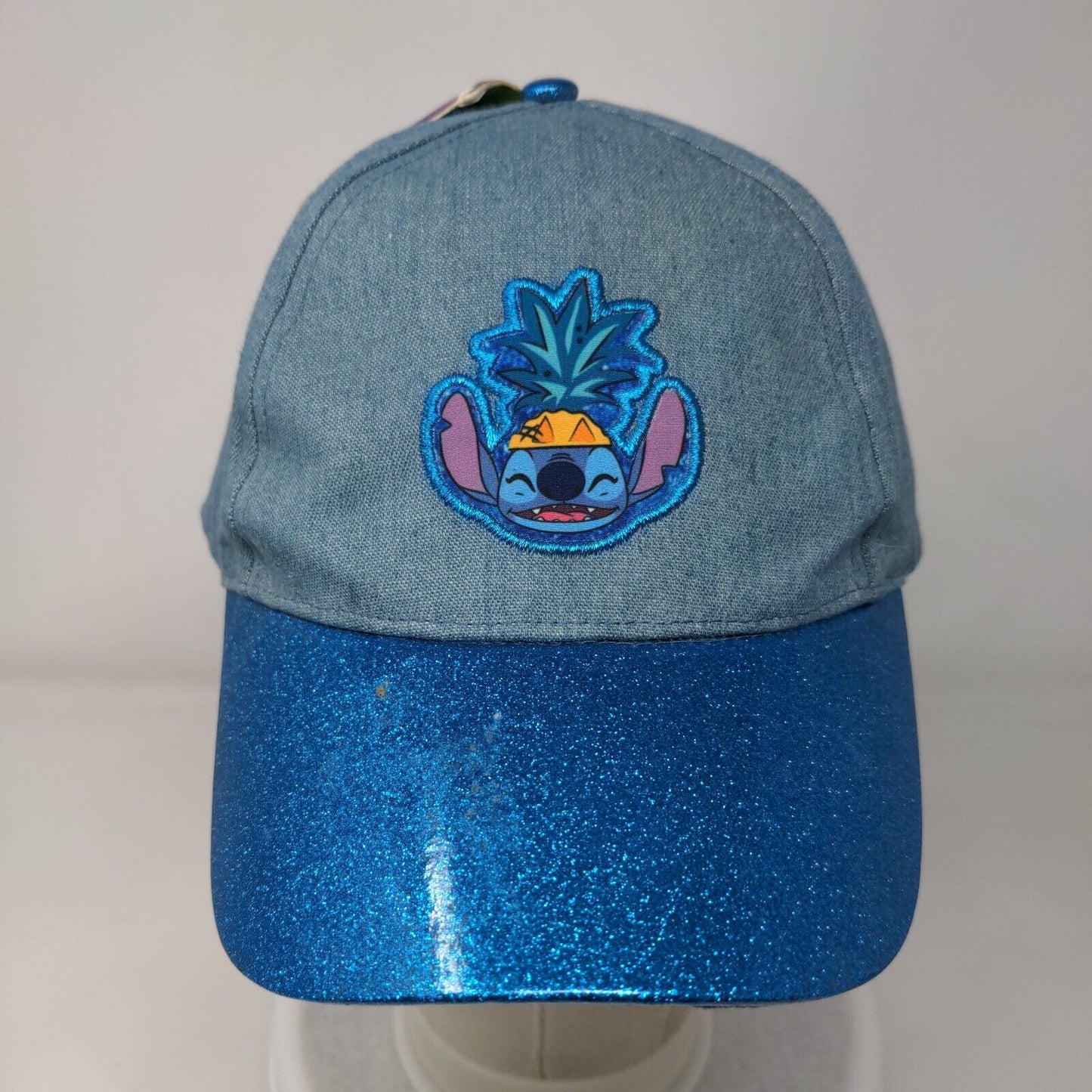 Disney Stitch Strapback Hat Blue OSFM Adjustable Sparkle Glitter W/Tags