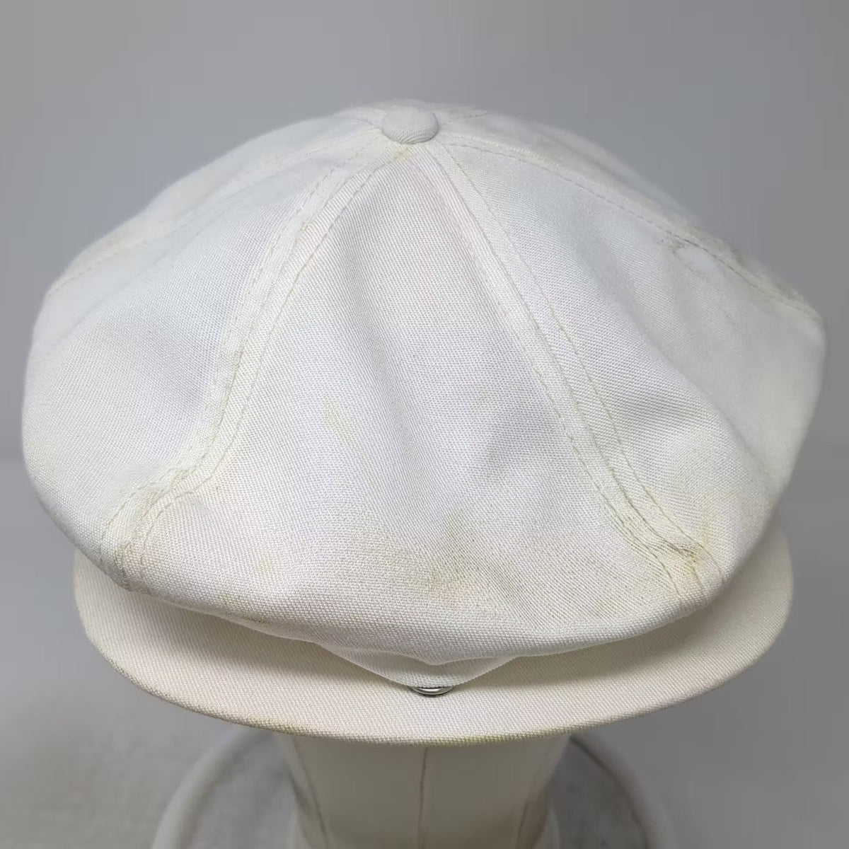 Newsboy Cap Hat White One Size Snapback Made in USA Vintage 8 Panel Solid