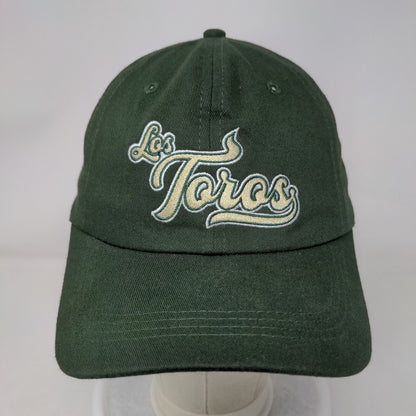 Los Toros Strapback Hat Green One Size Embroidered Vented Holes 6 Panel Cotton