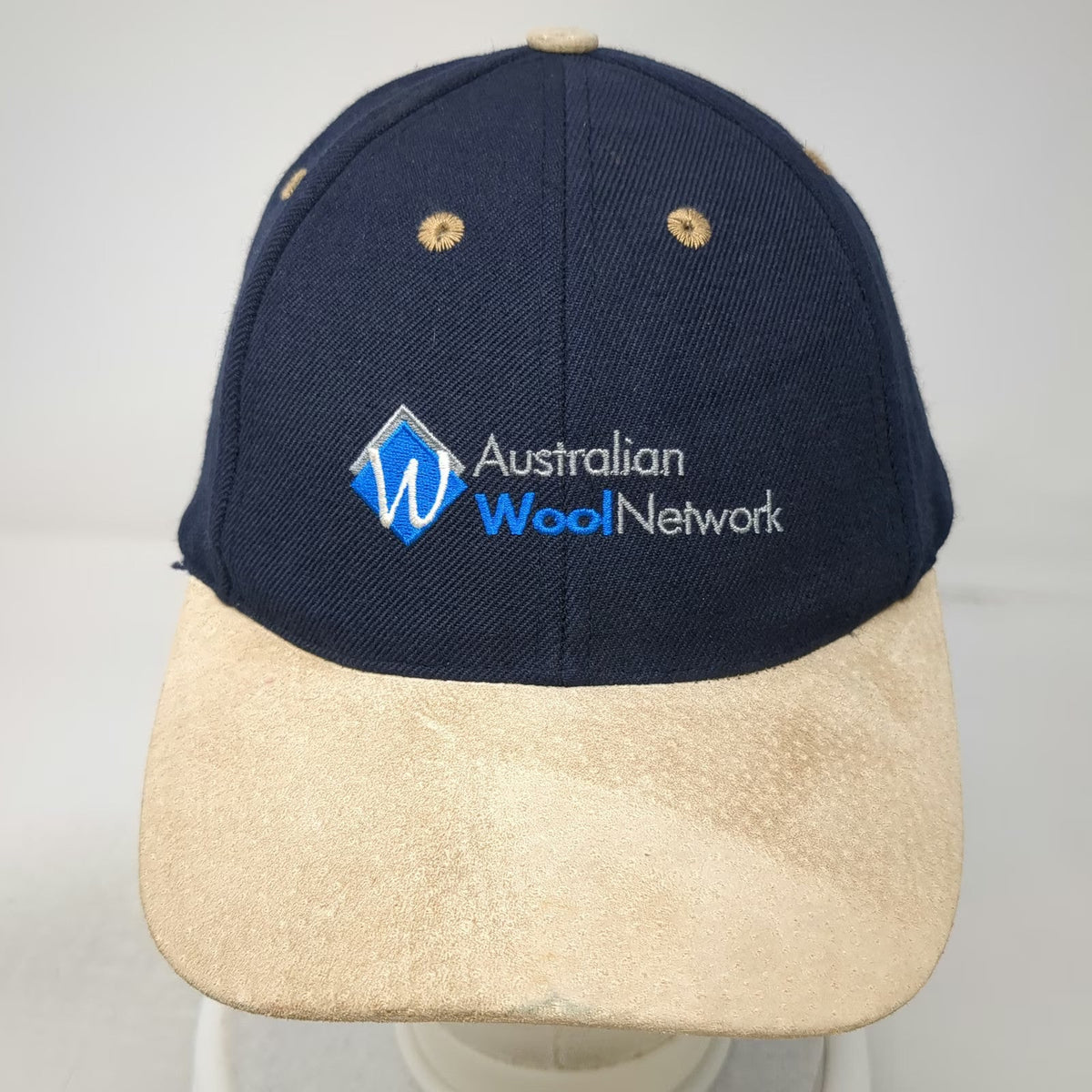 Baseball Cap Blue One Size Australian Wool Network Beige Brim Hat Strapback