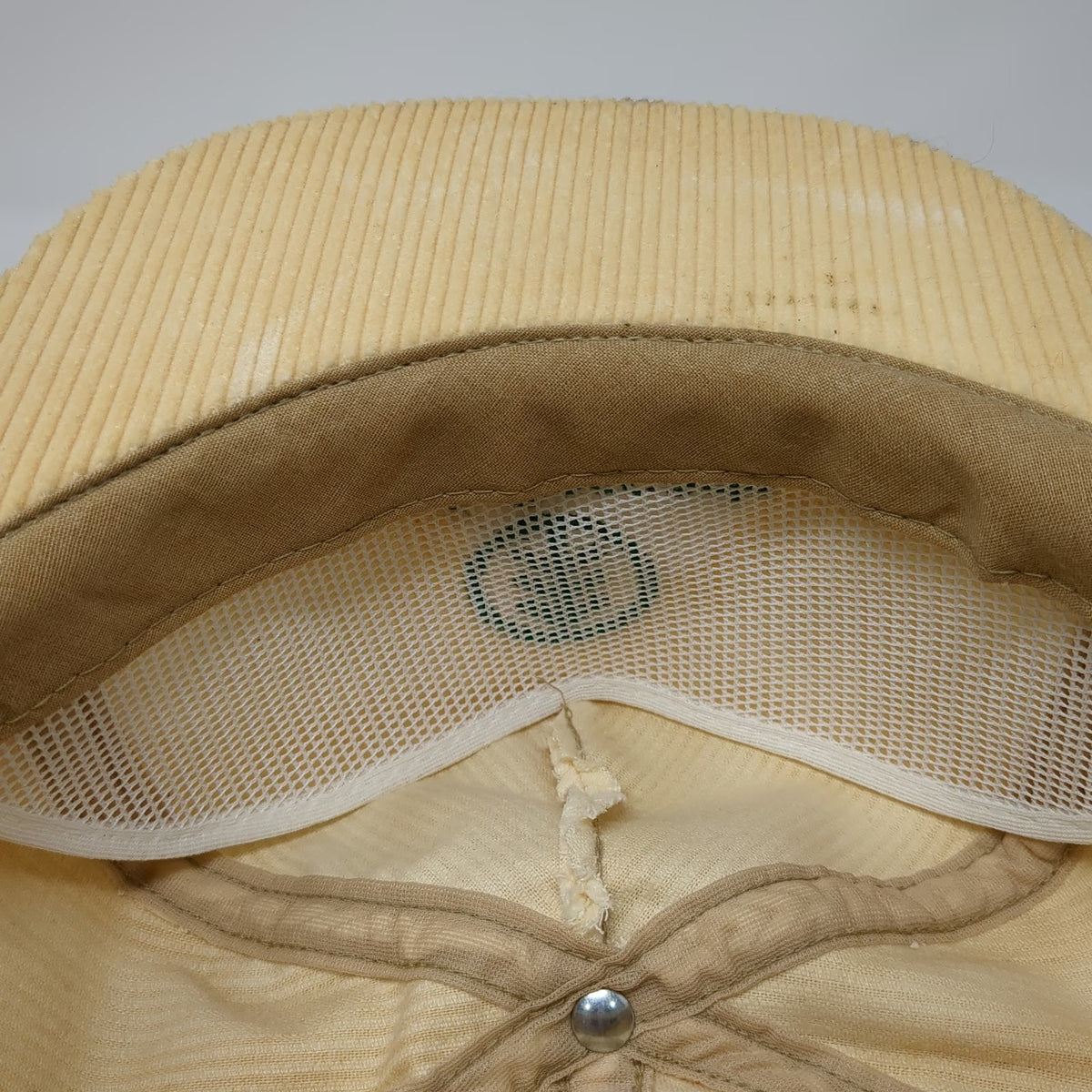 Ownco Boise Cascade 5 Panel Beige Hat OSFM Snapback Corduroy Made In USA Logo
