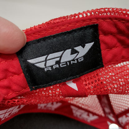 Fly Racing Trucker Hat Red Black One Size Mesh Flat Bill Snapback Motocross