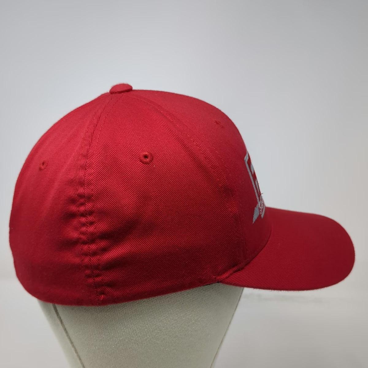 Port Authority Baseball Cap Red Gray Hat Size M Flexfit Embroidered Engineering