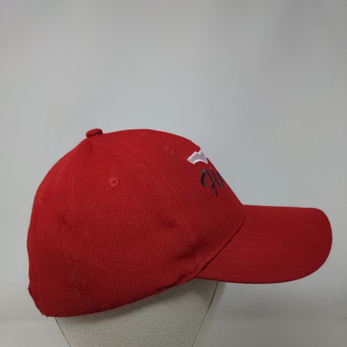 Florida Strapback Hat Red 58 cm Adjustable Embroidered Vented Holes 6 Panel