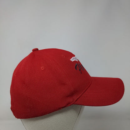 Florida Strapback Hat Red 58 cm Adjustable Embroidered Vented Holes 6 Panel