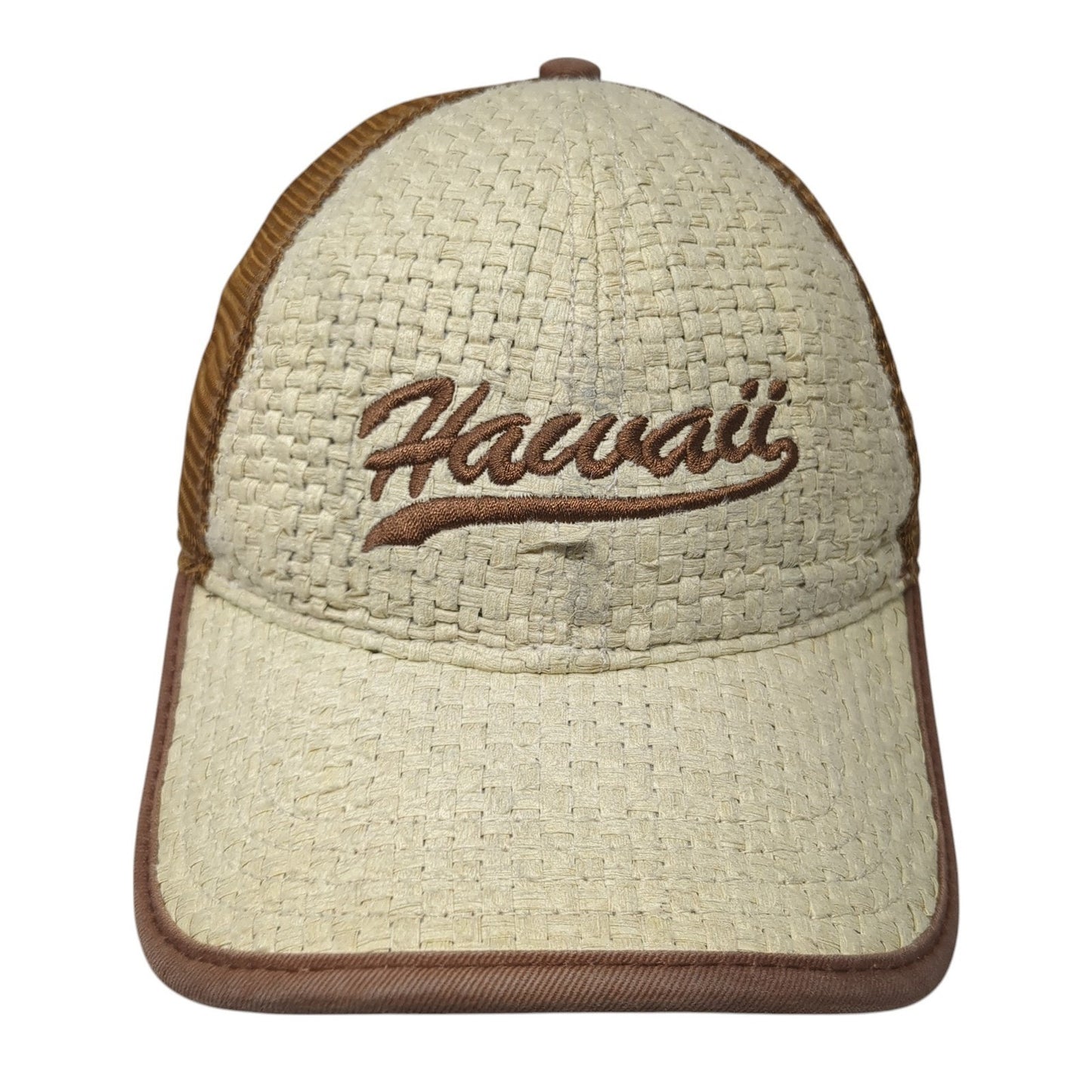 Hawaii Straw Weave Trucker Hat Brown OS Adjustable Mesh Back Dorfman Pacific Co.