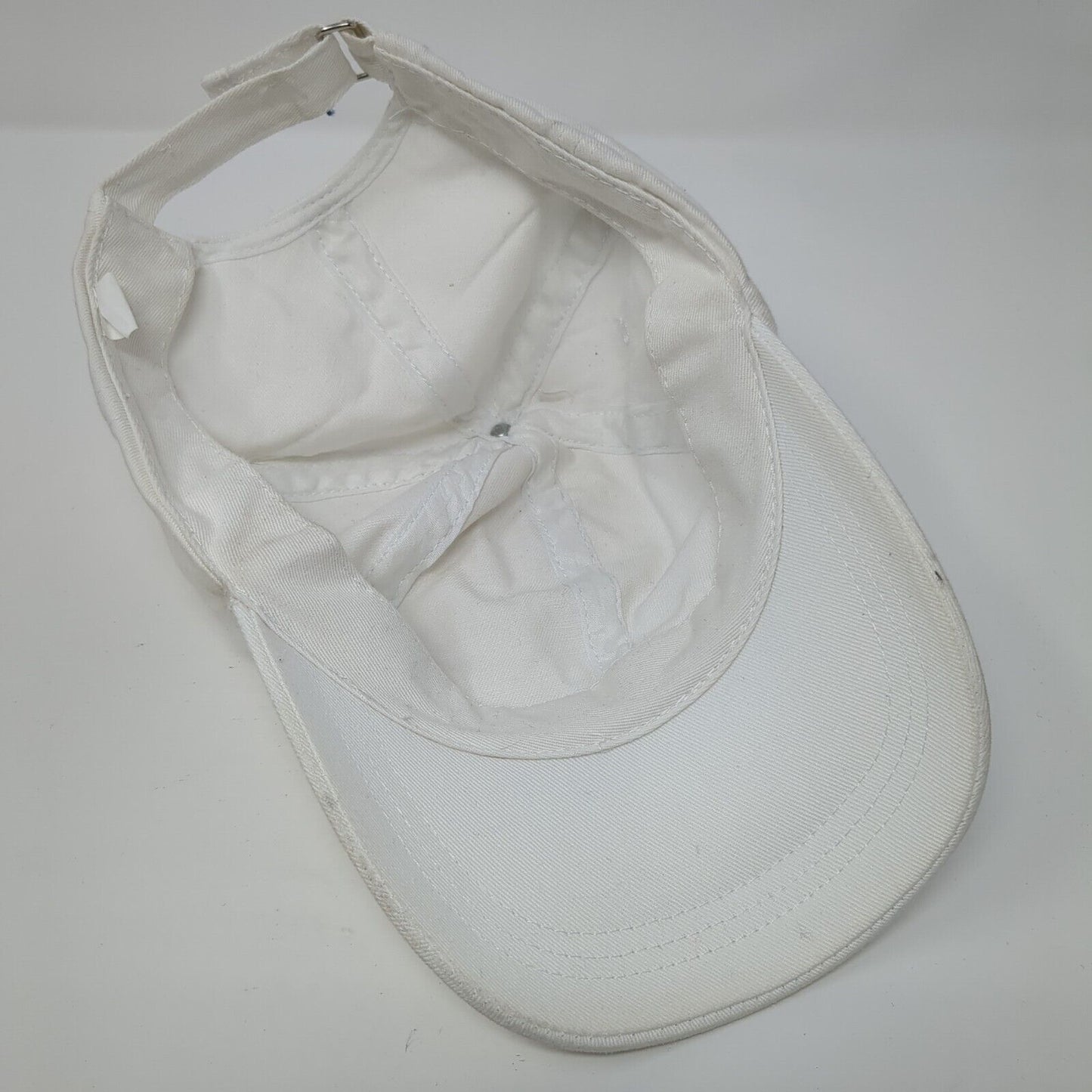 Unbranded Strapback Hat White One Size Adjustable 6 Panel Vented Holes Blank