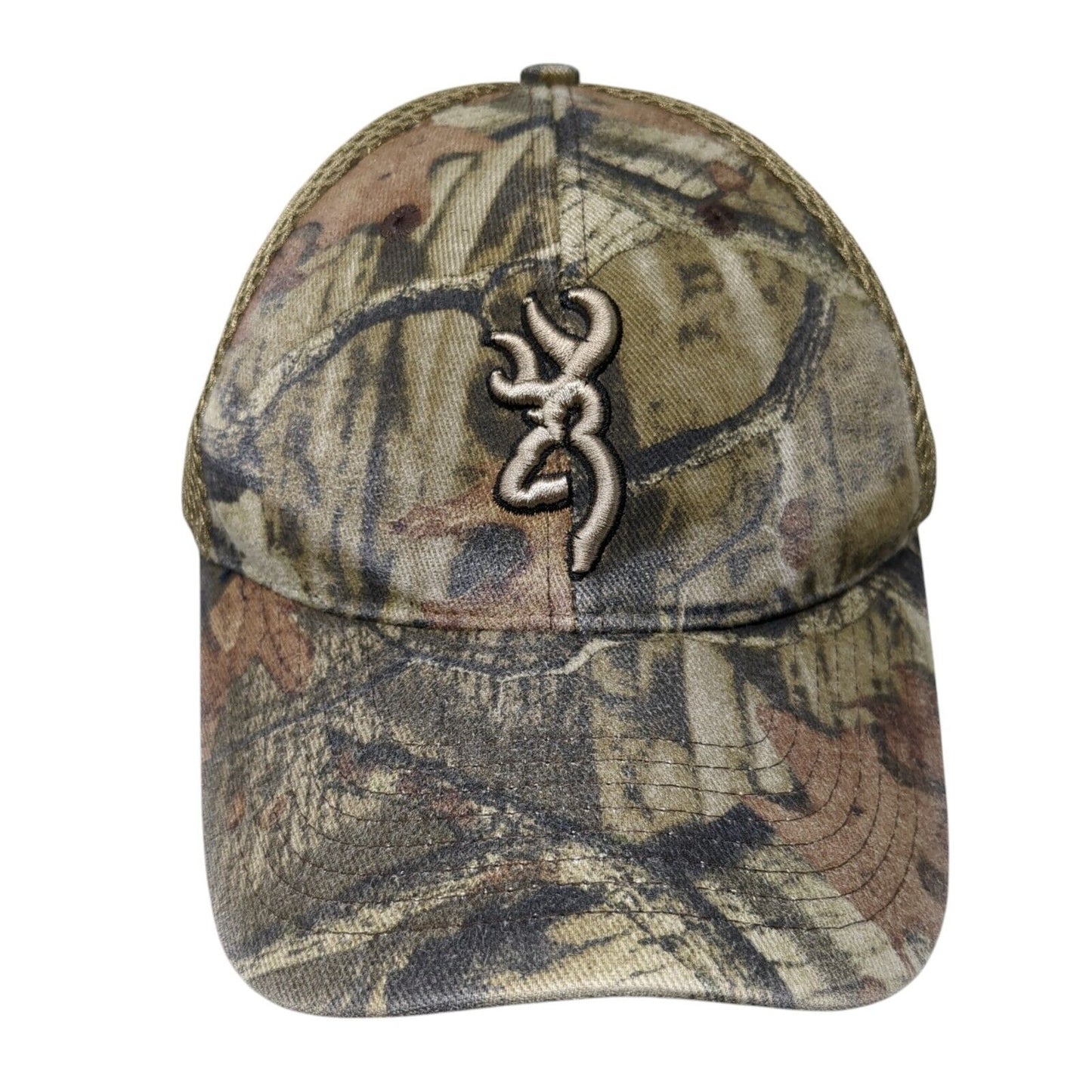 Browning Strapback Mesh Back Hat Camouflage OSFA Embroidered Hunting
