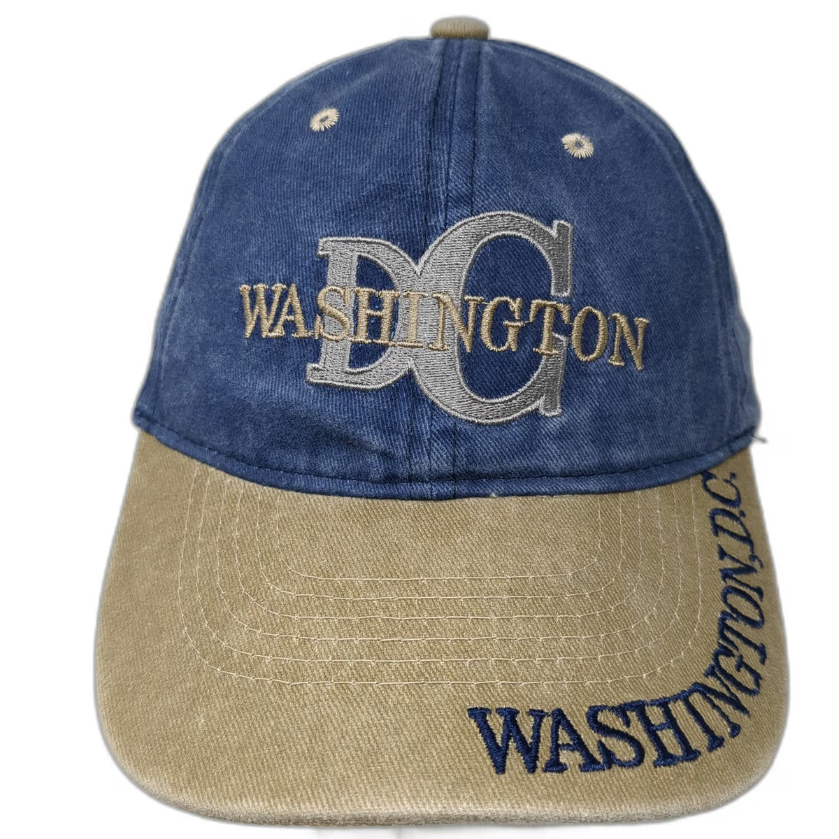 Blue Baseball Cap One Size Washington DC USA Flag Embroidered Slideback Hat