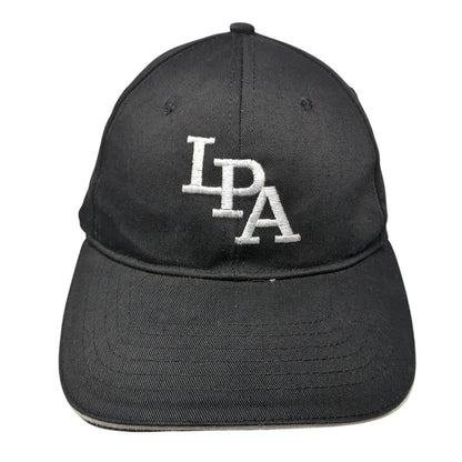 LPA Strapback Hat Black One Size Adjustable Embroidered Vented Holes 6 Panel