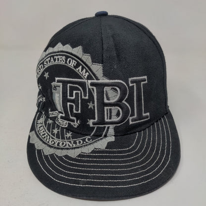City Hunter Men's Fitted Hat Black Size M Embroidered FBI Logo 100% Polyester