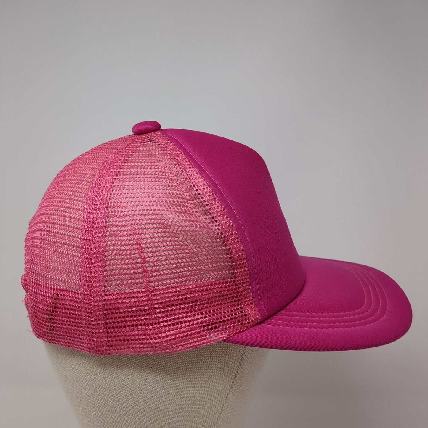 Unbranded Snapback Trucker Hat Pink One Size Adjustable Mesh Back Blank