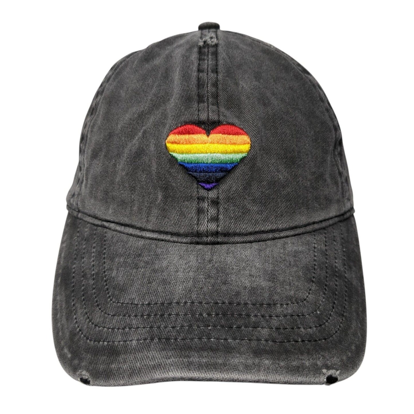 Rainbow Heart Slideback Hat Gray One Size Adjustable David And Young