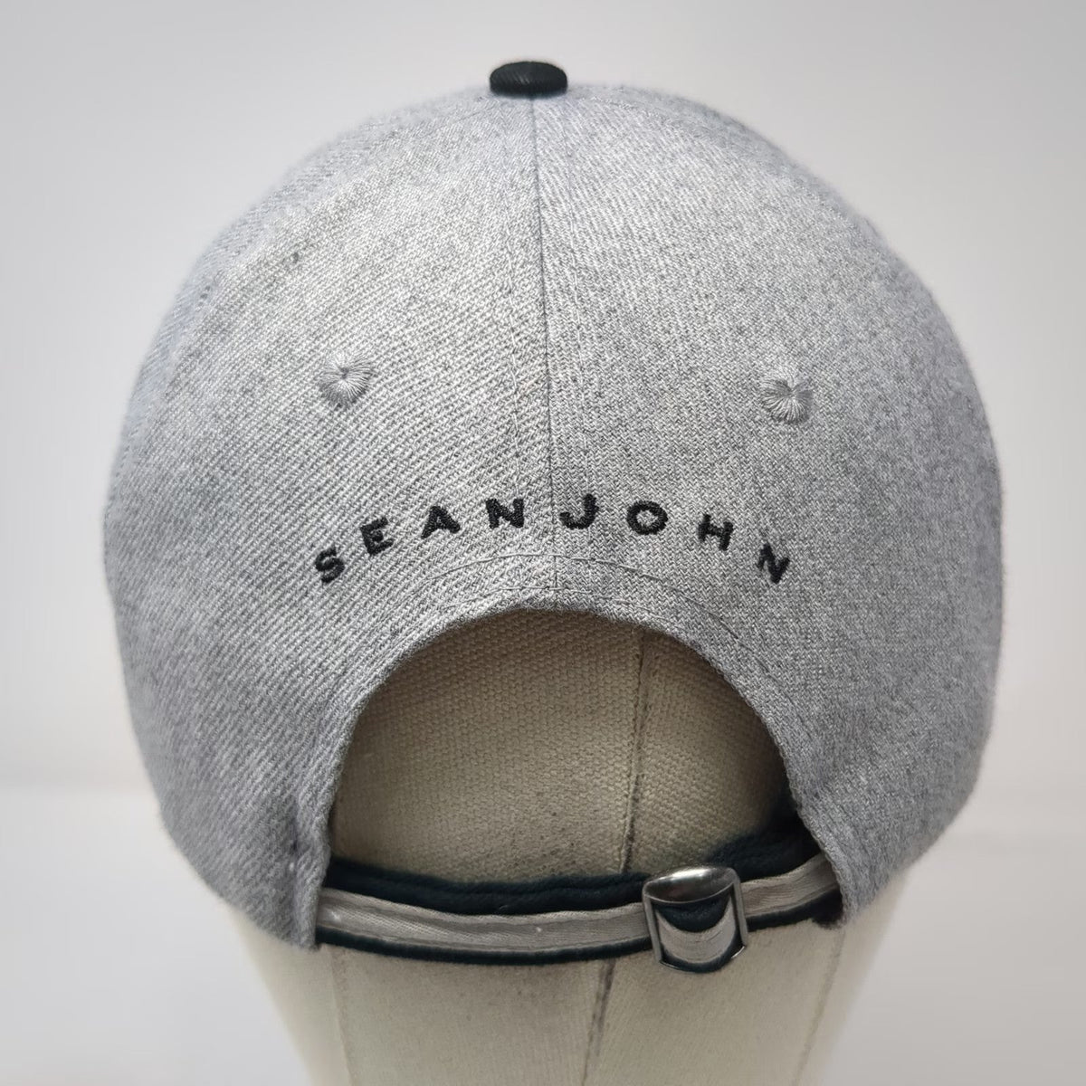 Sean John Baseball Cap Gray One Size Interlocking SJ Logo Slideback Strap Hat