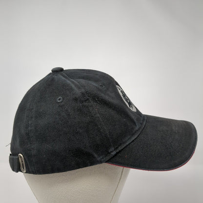 FHB Slideback Hat Black One Size Adjustable Embroidered Vented Holes 6 Panel
