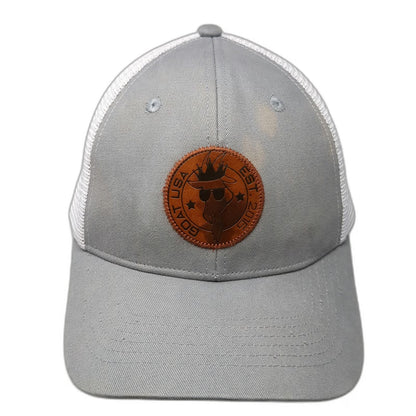 GOAT USA Trucker Hat Gray White One Size Leather Patch Mesh Back Snapback Cap