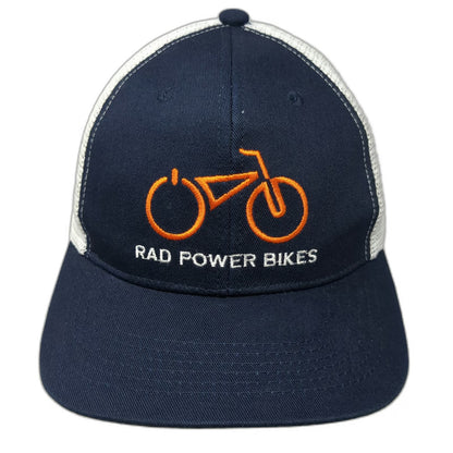 Rad Power Bikes Trucker Hat Blue Orange White One Size Mesh Back Snapback Brim