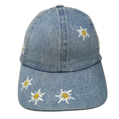 Cotter Baseball Cap Blue One Size Denim Edelweiss Floral Switzerland Hat Flower