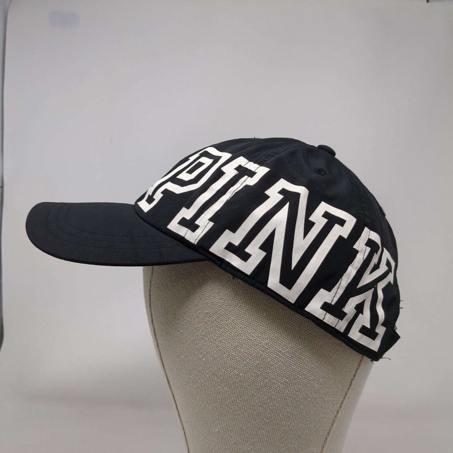 PINK Slideback Hat Black OSFA Adjustable 6 Panel Vented Holes Victoria's Secret