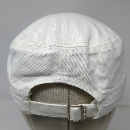 KBETHOS Army Cap White OSFM Beaded Cross Rhinestone Distressed Brown Gold Hat