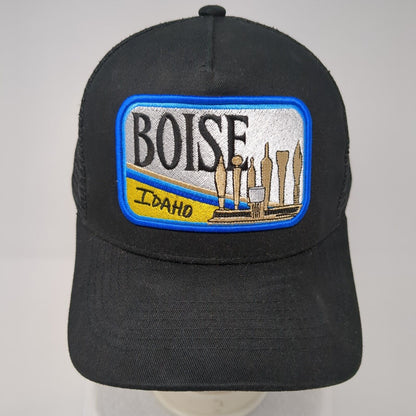 Boise Idaho Patch Snapback Mesh Back Trucker Hat Black One Size Solid