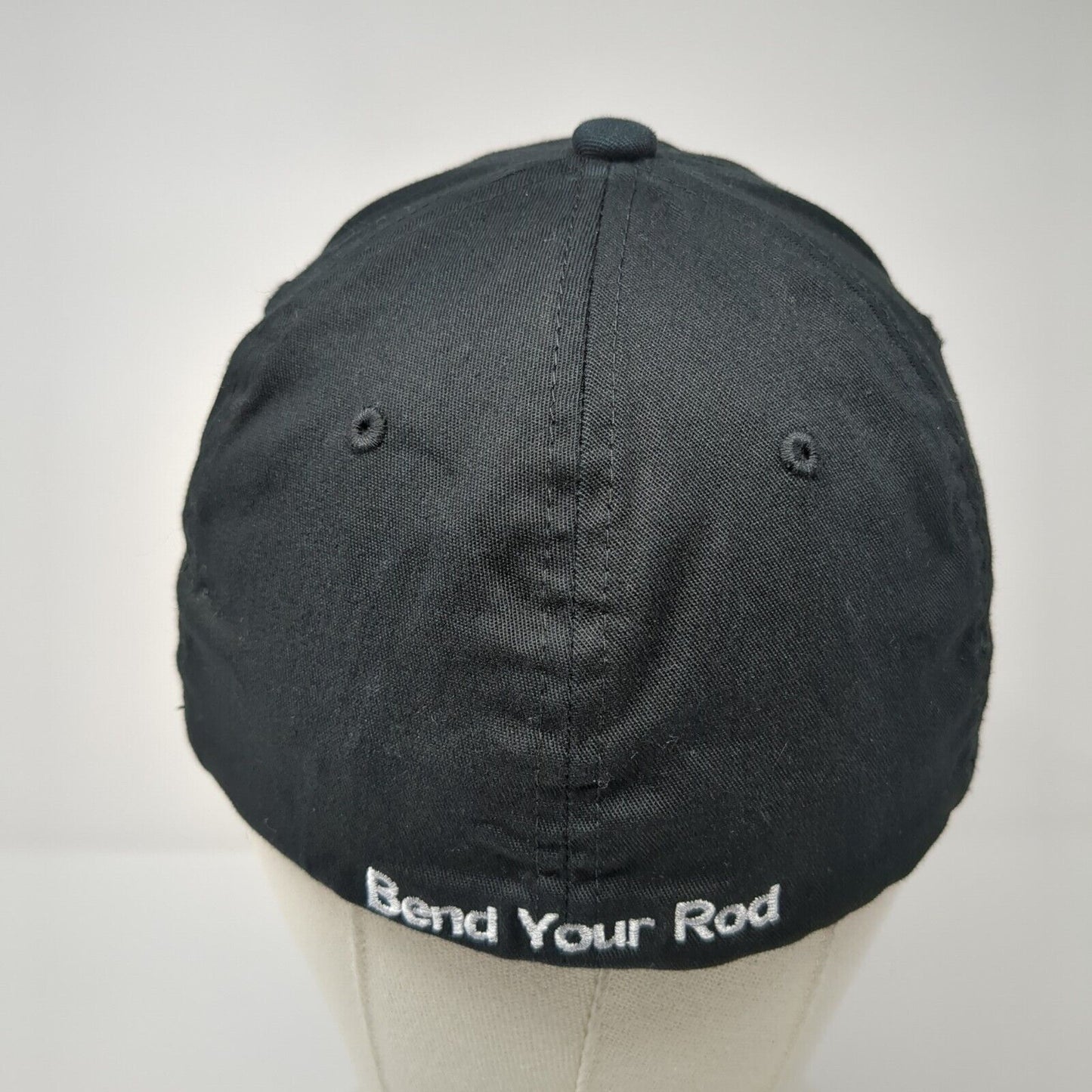 Fishoholic Bend Your Rod Fitted Hat Black S-M Solid Flexfit Yupoong