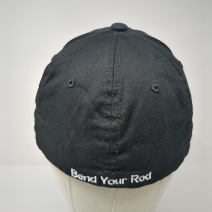 Fishoholic Bend Your Rod Fitted Hat Black S-M Solid Flexfit Yupoong