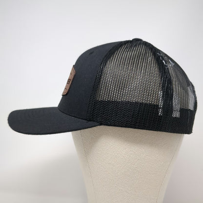 Trucker Hat Black Brown One Size Cedar Creek Capital Leather Patch Snapback