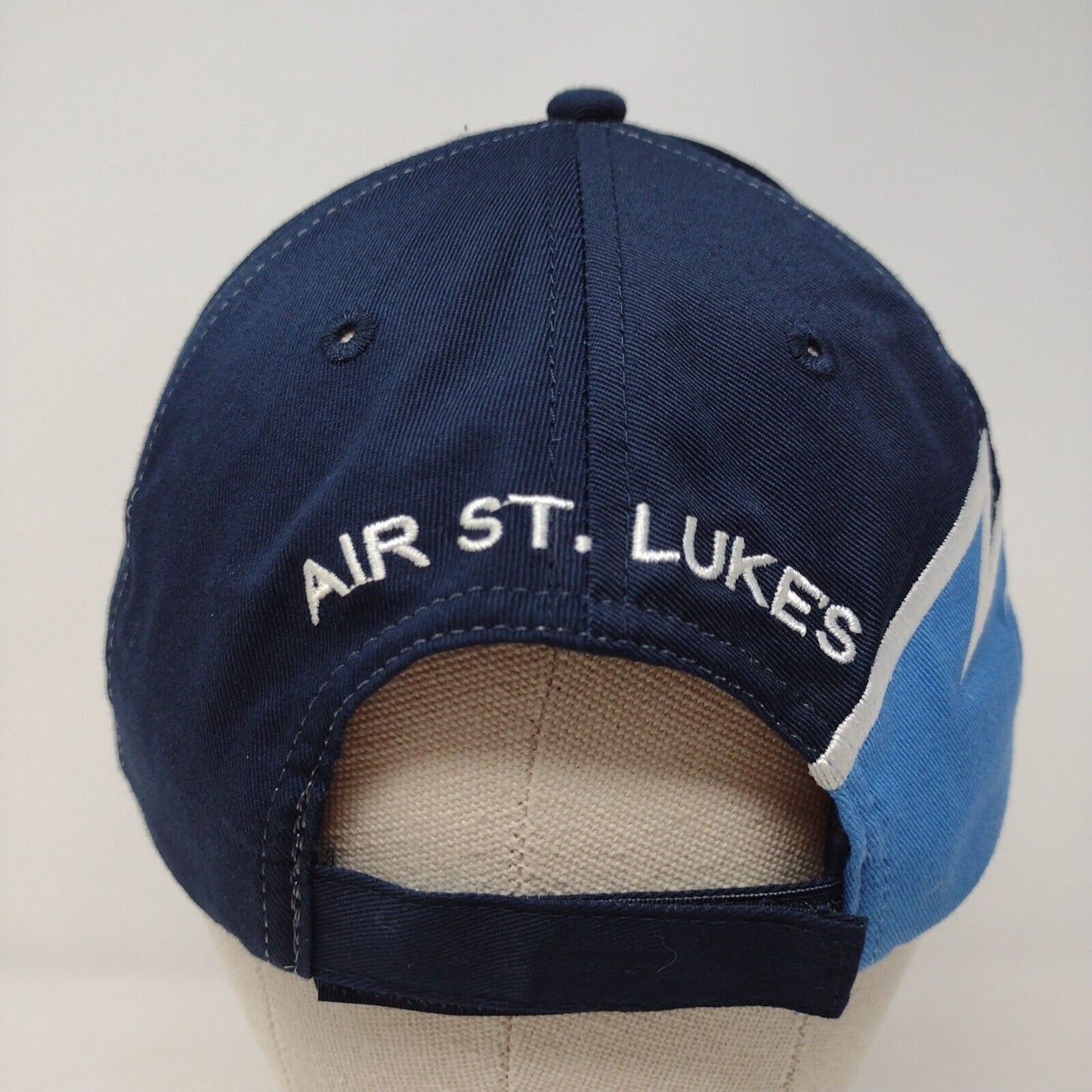 AIR St Luke's Strapback Hat Blue OSFA Adjustable Embroidered 6 Panel Cotton