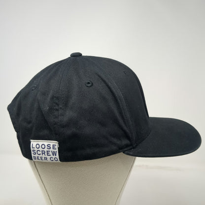 Loose Screw Beer Co Snapback Hat Black One Size Beard Logo Flat Brim Brewery Tag