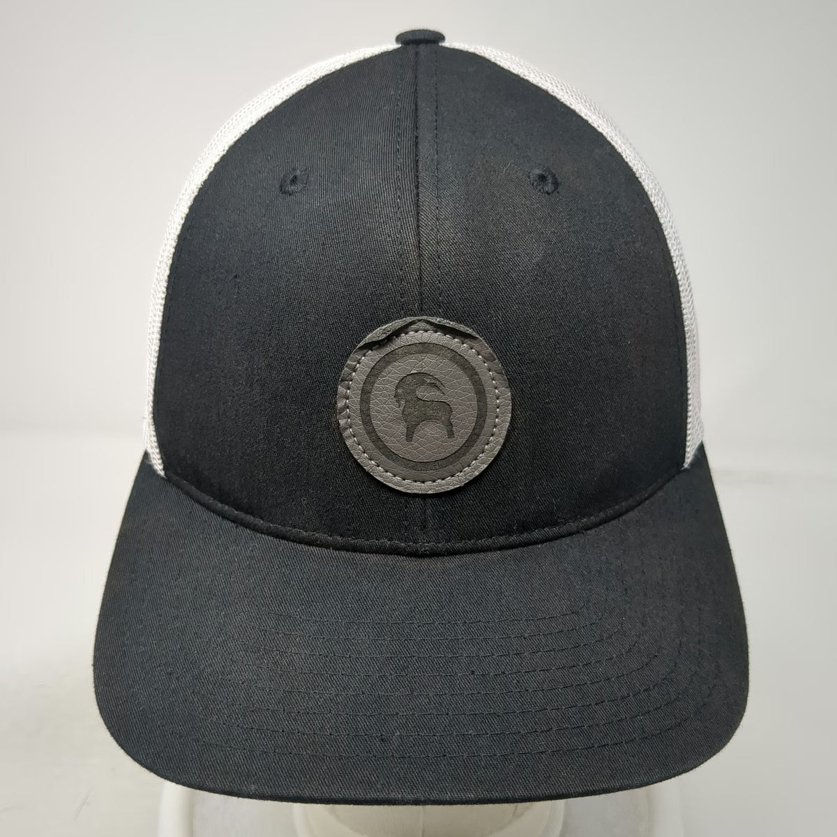 Backcountry Trucker Hat Black White One Size Mesh Back Goat Logo Patch Snapback