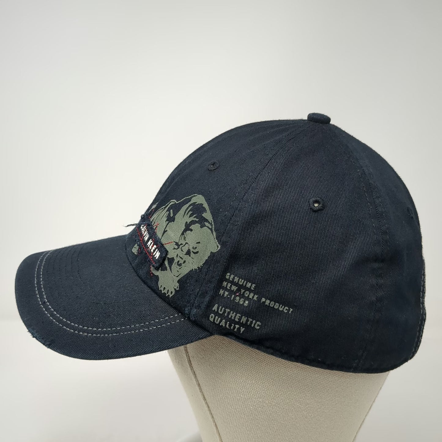 Calvin Klein Baseball Cap Black One Size Distressed Graphic Slideback Hat