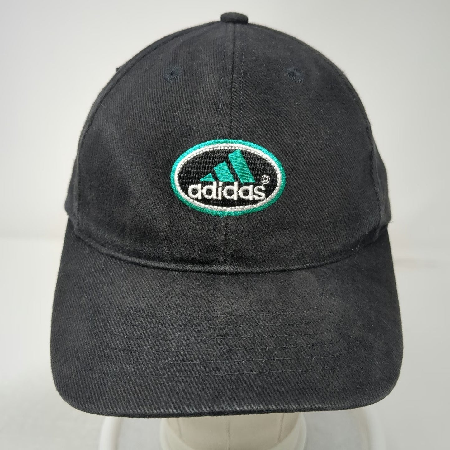 Adidas Baseball Cap Black Vintage Slideback Embroidered Logo Curved Brim Hat