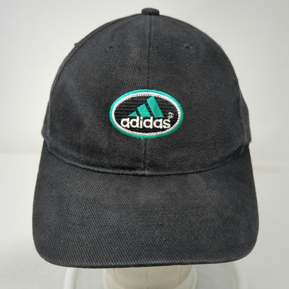 Adidas Baseball Cap Black Vintage Slideback Embroidered Logo Curved Brim Hat