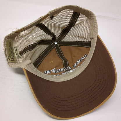 Ducks Unlimited Trucker Hat Brown One Size Mesh Snapback Embroidered Flag