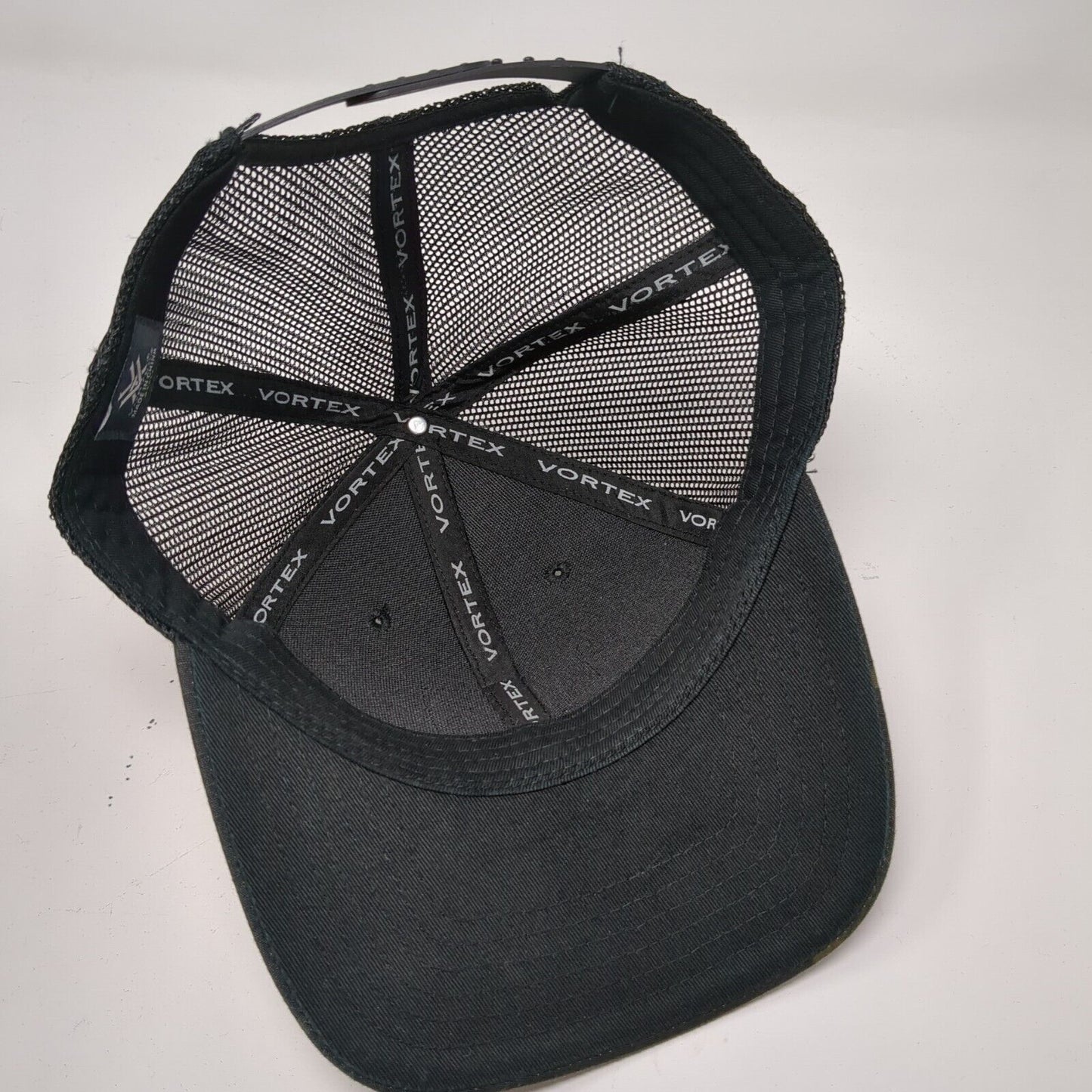 Vortex Snapback Trucker Hat Black OSFM Adjustable Mesh Back Vented Holes