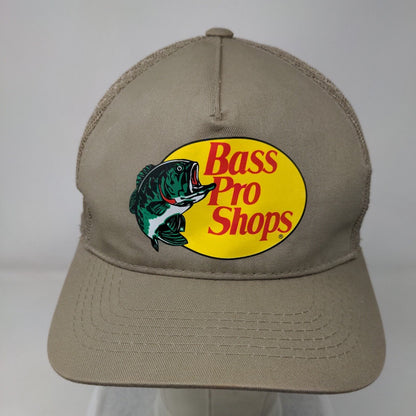 Bass Pro Shops Snapback Trucker Hat Tan OSFM Mesh Back Solid Gone Fishing