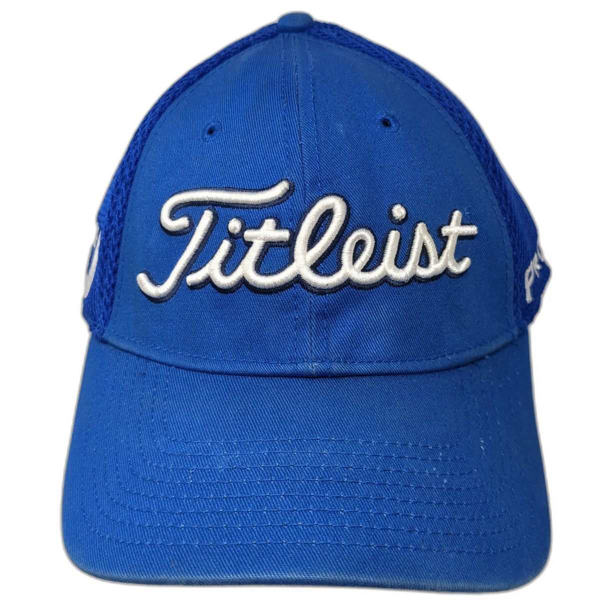 Titleist Baseball Cap Blue XL Pro V1 FootJoy Logo Mesh Back Stretch Fitted Hat